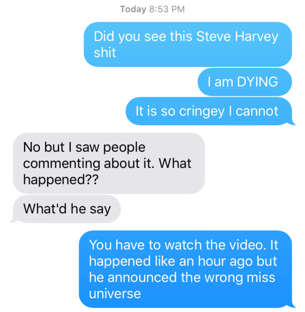 steve harvey text universe