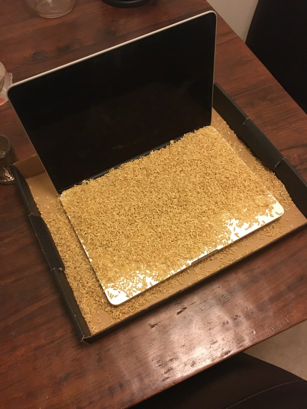 rice computer spill liquid coke