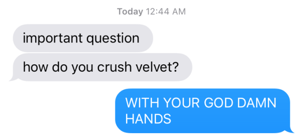 how do you crush velvet